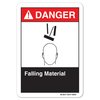 Signmission ANSI Danger Sign, Falling Material, 18in X 12in Decal, 12" H, 18" W, Landscape, Falling Material OS-DS-D-1218-L-19847